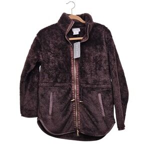 Softies Dreamplush Two Way Zip Tunic‎ Womens S Espresso Brown Fleece Jacket Cozy